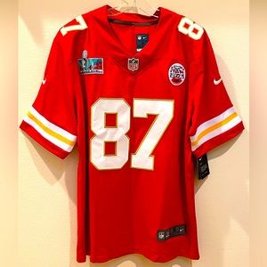 NWT Kansas City Chiefs Travis Kelce Nike Red Super Bowl LVII Patch Game Jersey